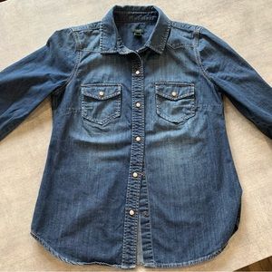 J Crew Denim Pearl Snap Shirt, Small